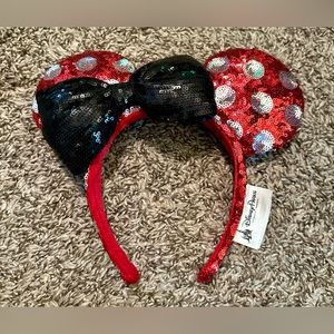 Disney Red, Black and Silver Minnie Mouse Polka Dot Ears